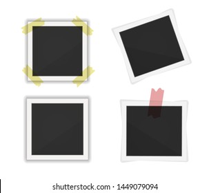 photo frames pack. Square frame template with shadows isolated on white background. vector illustration