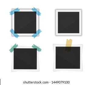 photo frames pack. Square frame template with shadows isolated on white background. vector illustration