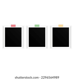 Photo frames in paper art style. Design element. Photo album template set. Vector illustration.