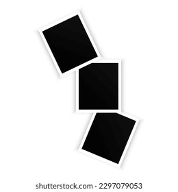 Photo frames in paper art style. Design element. Photo album template set. Vector illustration.