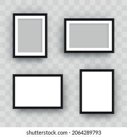 Fotografías. Marco de foto vacío realista, conjunto de películas. Marcos fotográficos de colección, aislados. Plantilla o simulación de diseño. Ilustración de vectores