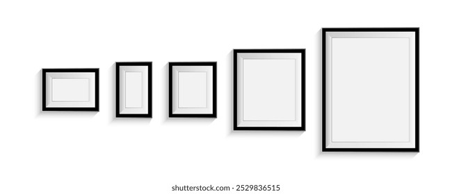 Photo frames realistic minimalistic style vector set. Simple and realistic photo frames in minimal design