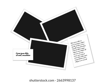 Photo frames realistic. Wall collage photography mockup vector isolated set
