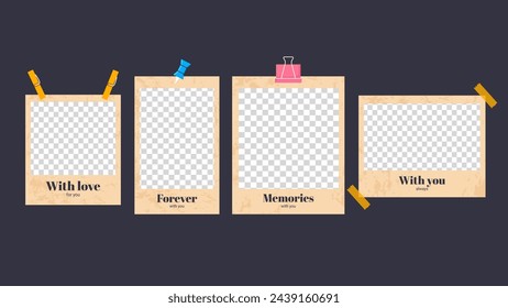 Photo frames in retro style. Realistic vector frames with media placeholders. Vintage Frame Cards. Photo Mockups.