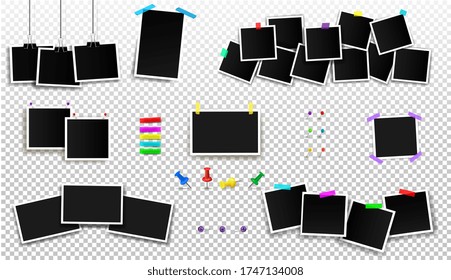 photo frames set on transparent vector illustration