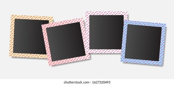 Photo frames set on white background. Mockup design templates. Vector illustration.