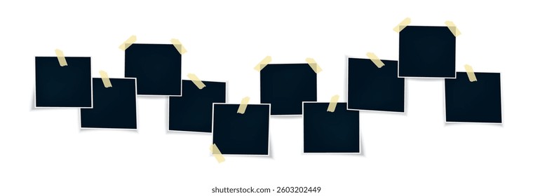 Photo frames with shadow, template background for photography, photo frames collection, vector png on transparent background. Blank photo frame mockup.
