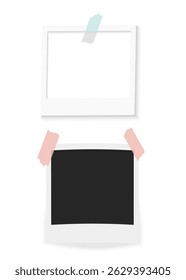 Photo frames with shadow, template background for photography, photo frames collection, vector png on transparent background. Blank photo frame mockup.
