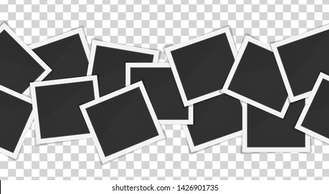 photo frames. Square frame template with shadows isolated on transparent background. Vector illustration