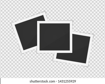 Photo frames. Square frame template with shadows isolated on transparent background. Vector illustration