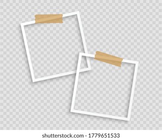 photo frames with tape on transparent background