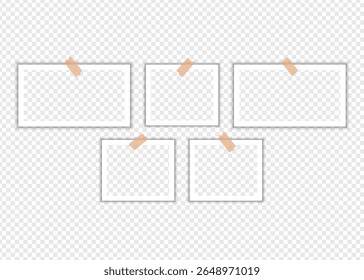 Molduras de fotos com fita em fundo transparente
