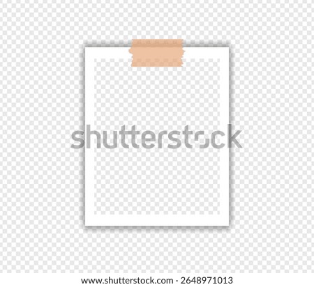 Photo frames with tape on transparent background