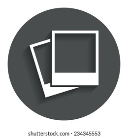 Photo frames template sign icon. Empty photography symbol. Gray flat button with shadow. Modern UI website navigation. Vector
