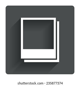 Photo frames template sign icon. Empty photography symbol. Gray flat square button with shadow. Modern UI website navigation. Vector