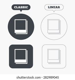 Photo frames template sign icon. Empty photography symbol. Classic and line web buttons. Circles and squares. Vector