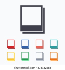 Photo frames template sign icon. Empty photography symbol. Colored flat icons on white background.