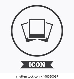 Photo frames template sign icon. Empty photography symbol. Graphic design element. Flat symbol in circle button. Vector