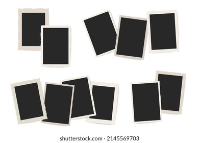 Photo frames vector set. Vintage photo framings. Photos with ornament borders. Retro frames collection.