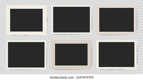 Photo frames vector set. Vintage photo framings. Photos with ornament borders. Retro frames collection.