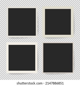 Photo frames vector set. Vintage photo framings. Photos with ornament borders. Retro frames collection.