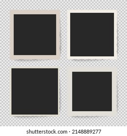 Photo frames vector set. Vintage photo framings. Photos with ornament borders. Retro frames collection.