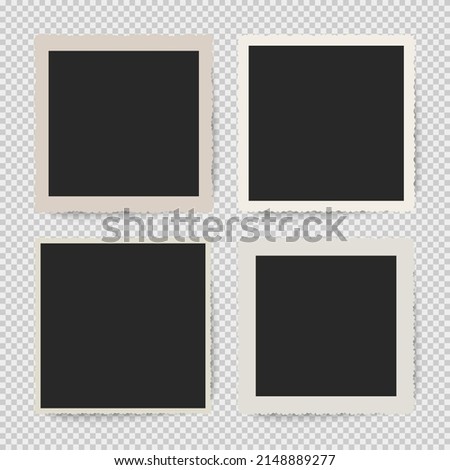 Photo frames vector set. Vintage photo framings. Photos with ornament borders. Retro frames collection.