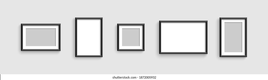 Photo frames. Vector template for picture. Collection Photo frames, isolated. Template mockup photo frame different shapes. Vector illustration