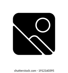 Photo gallery app black glyph icon. Organizing photos and videos. On-device images sorting and searching. Image editor. Silhouette symbol on white space. Vector isolated illustration