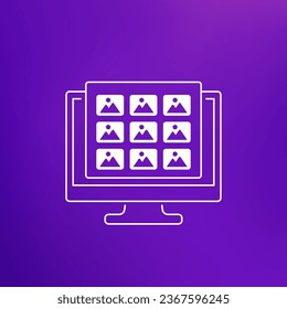 photo gallery in computer icon, vector