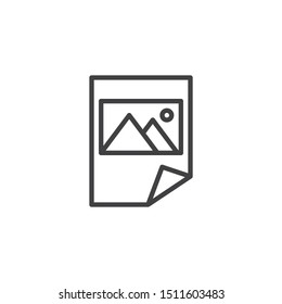 Photo gallery document line icon. linear style sign for mobile concept and web design. Image file format outline vector icon. Symbol, logo illustration. Vector graphics