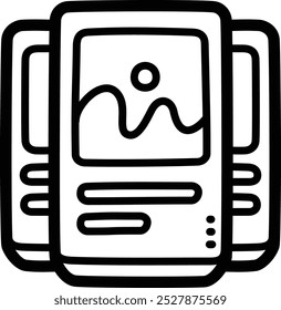 Ícone e ilustração de vetor de doodle da galeria de fotos
