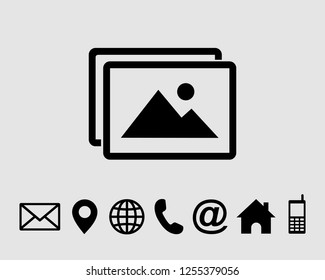 Photo Gallery Flat icon vector, with contact us set icon