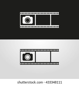 Photo gallery icon - camera, film - photographers logo - vector design