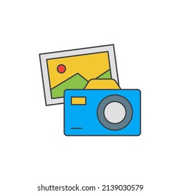 photo gallery icon in color icon, isolated on white background 