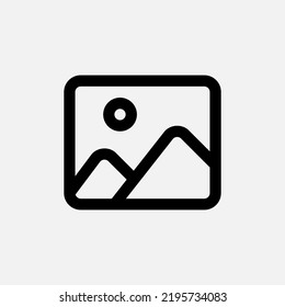 Photo gallery icon in line style about user interface, use for website mobile app presentation