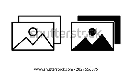 Photo Gallery icon representing image collections, photography, albums, and visual media storage. Clean outline and filled vector symbol suitable for websites, applications, portfolios, social platforms, photography, and digital galleries.
