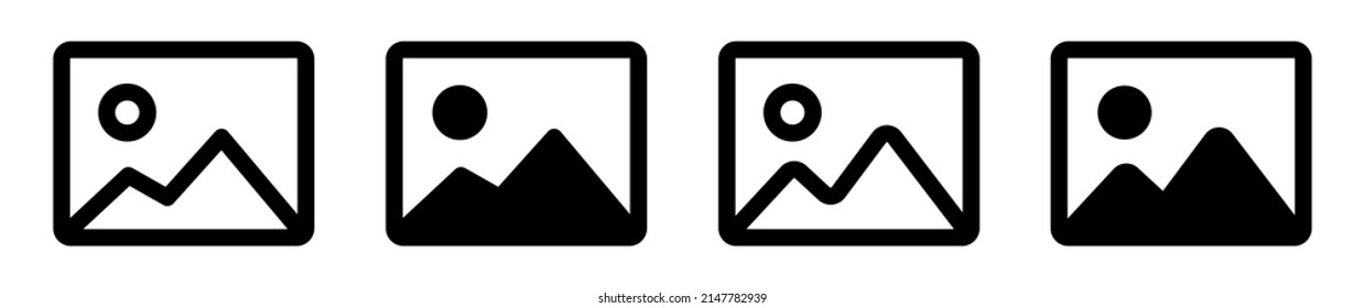 Photo Gallery Icons Set For App Or Website. Vector Illustration