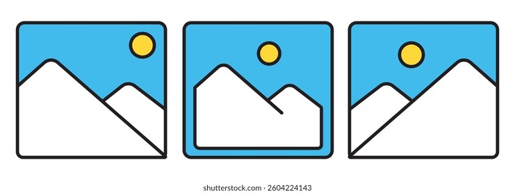 Photo gallery icons set for app or website. Vector illustration. EPS10