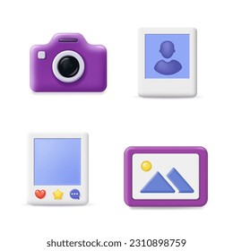 Photo gallery icons. Social media photo frame. Image Editing Related Vector photo camera sign