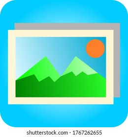 Photo gallery image icon. Flat vector illustation.