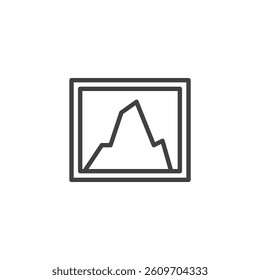 Photo gallery line icon. linear style sign for mobile concept and web design. A framed mountain image outline vector icon. Symbol, logo illustration. Vector graphics