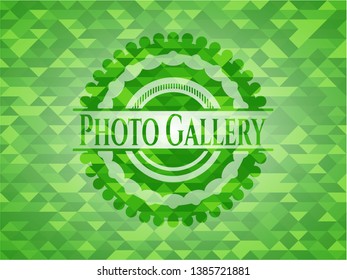 Photo Gallery realistic green mosaic emblem. Vector Illustration. Detailed.