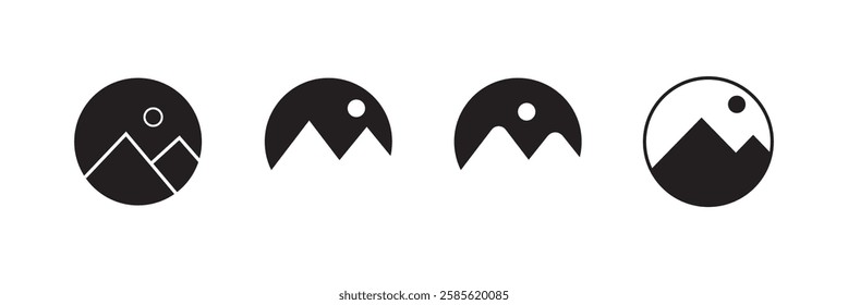 Photo gallery vector icon set. image album symbol in black color. media pic sign for apps and website UI designs.