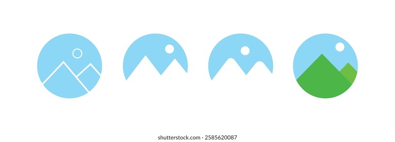 Photo gallery vector icon set. image album symbol in black color. media pic sign for apps and website UI designs.