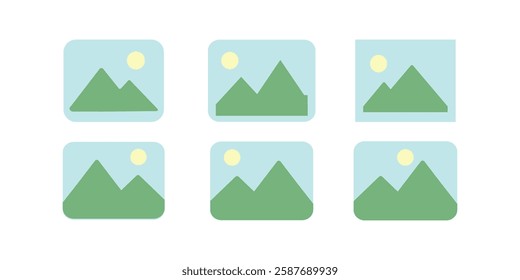 Photo gallery vector icon set. colorful image album symbol, logo. image icon. media pic sign for apps and website UI designs.