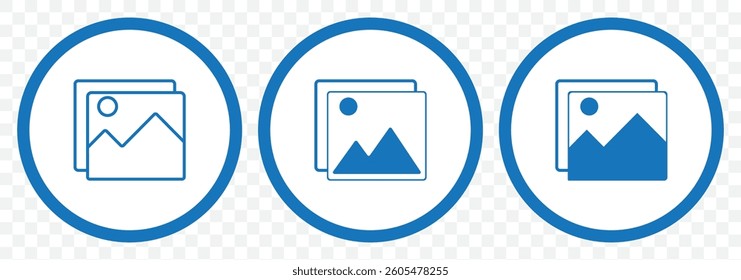 Photo gallery vector icon set. image album symbol in black color. media pic sign for apps and website UI designs. EPS 10.