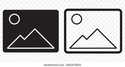 Photo gallery vector icon set. image album symbol in black color. media pic sign for apps and website UI designs. EPS 10.