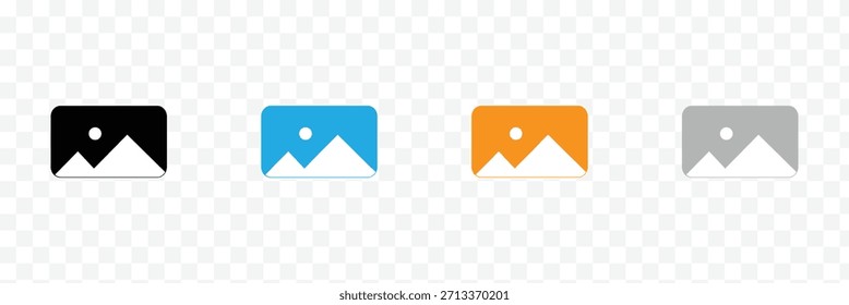 Conjunto de iconos de Vector de Galería de fotos. símbolo de álbum de Imagen en color negro. signo de imagen multimedia para App y diseños de interfaz de usuario de Sitio web. Ilustración vectorial. EPS 10.