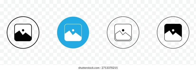 Conjunto de iconos de Vector de Galería de fotos. símbolo de álbum de Imagen en color negro. signo de imagen multimedia para App y diseños de interfaz de usuario de Sitio web. Ilustración vectorial. EPS 10.